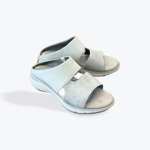 Bionica Women White Silver Leather Metallic Slide Sandals B10018998 Size 8.5 M